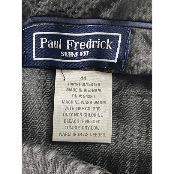 Paul Fredrick Dress Pants Mens Size 44 Slim Fit Gray Flat Front Cuff Leg Pleated - Picture 6 of 9